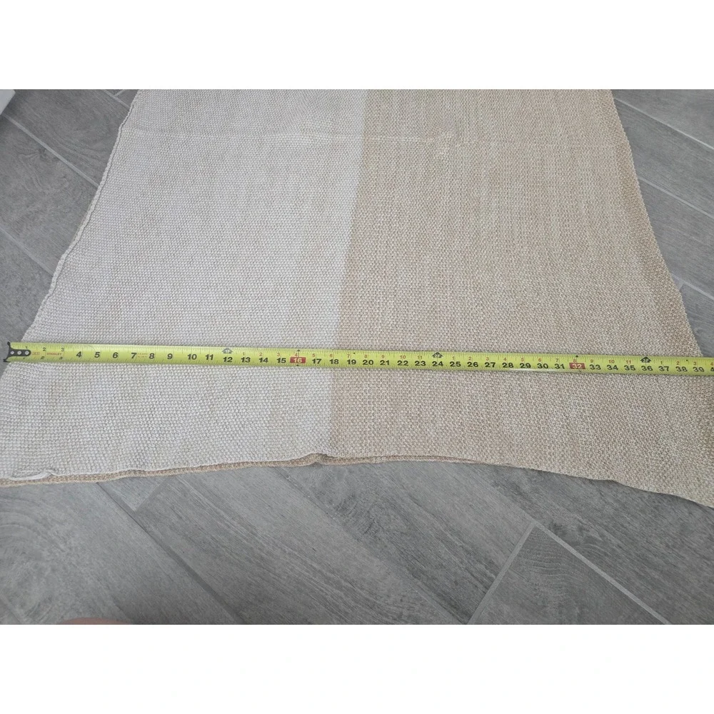 Anthropologie Knit Throw Blanket Neutral Two Tone Textured Woven Home Colorblock